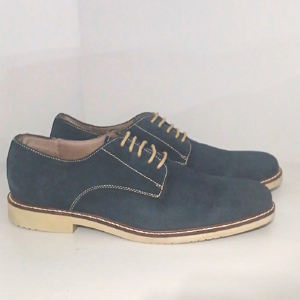 Banana Republic Men's Navy Suede Derby Shoes, Leather Upper, Pre-Owned Sz 9.5